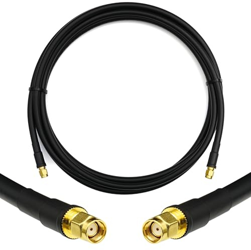 RANGEFUL RP-SMA 20m Rallonge Antenne WiFi Cable Coaxial RPSMA Mâle à Male Câble Extension Ø7.5mm à Faible Perte 5D-FB 50 Ohm pour Routeur WiFi Caméra IP Carte Réseau sans Fil Mini PC PCIE
