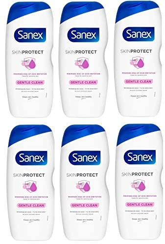 6x Sanex Skin Protect GENTLE CLEAN Sensitive Skin, 0% Soap, Shower Cream 200ml