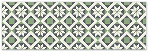 mubusi Tapis Vinyle du Sol Cuisine Salon - Différentes Tailles - (Sud Verte 50x150 cm)