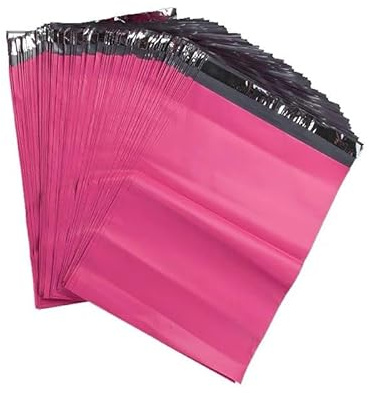 Rosa förpackning med 50 bärväska fodral självhäftande, vattentät och rivsäkra postväskorKuvert och post, postpåsar, plast, postpostpost, plastpåsar (rosa, 12 x 16)