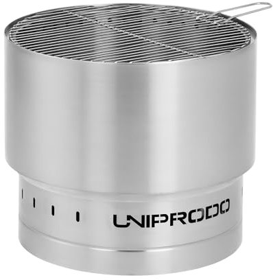 Uniprodo Uni_FP_11 Brasero en acier inoxydable 55 x 55 x 48 cm avec grille de cuisson et sac de rangement