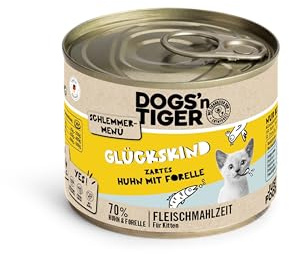 Dogs'n Tiger Glückskind Nassfutter Katze, Huhn & Forelle, 6X 200g | Katzenfutter nass, Kitten, hoher Fleischanteil, getreidefrei, ohne Zuckerzusatz, ohne Konservierungsstoffe