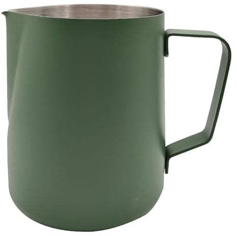 SIPLIV Jarra de acero inoxidable para cocinar al vapor, jarra de espuma para café, leche, jarra de vapor de café, verde oscuro, 20 onzas (600 ml)