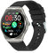 Knauermann PRO 3 (2024) Silber - Gesundheitsuhr Smartwatch mit Telefoniefunktion - EKG + HRV und SOS Funktion - AMOLED Display- BT Bluetooth - Schlafapnoe - Silikonband Schwarz, 14-24, rund