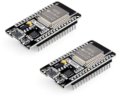 ELEGOO 2PCS ESP-32 Development Board Micro-USB Compatible with Arduino IDE | 2.4GHz Dual Mode WiFi+Bluetooth Dual Core Microcontroller, Support MicroPython, NodeMCU, AP/STA/AP+STA, CP2102 Chip