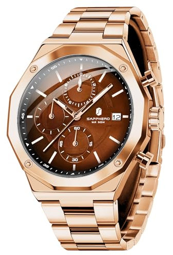 SAPPHERO Uhren Herren Analog Quarz Armbanduhr Herren 50M Wasserdichtigkeit Silber Edelstahl Mit Datum Elegantes Geschenk für Männer