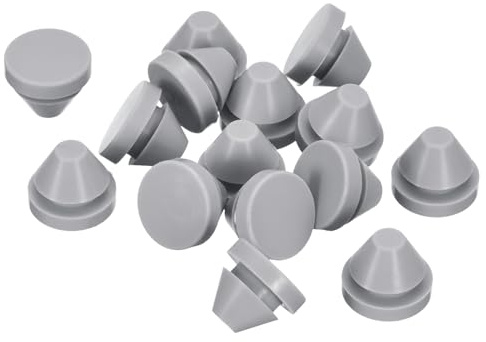 sourcing map 28Pcs Silicone Plugs, Rubber Round Snap in Locking Hole Plugs for 9-10mm Hole, Hole Stoppers Waterproof Hole Plug for Metal Tube, Furniture End Caps Inserts, Grey