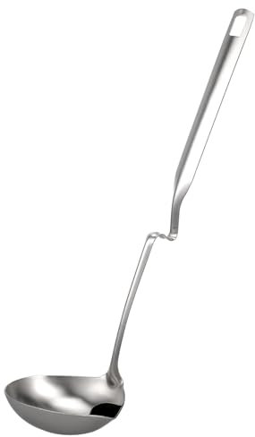 SHOWERORO Cucchiaio Separatore Olio in Acciaio Inossidabile Manico Lungo Mestolo Per Zuppa e Pentola Calda Filtro Per Grasso Galleggiante Utensile Da Cucina Per Uso Quotidiano
