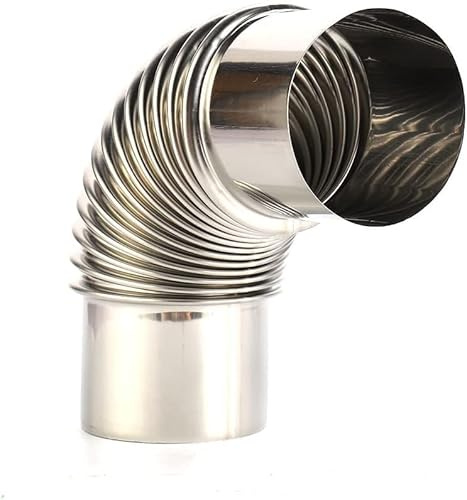 Daaxing Stainless Steel 90 Degree Elbow Chimney Liner Elbow,Chimney Multi Flue Liner Bend Stoves Multi Flue Stove Pipe Smoke Exhaust Pipe for Water Heater (90MM)