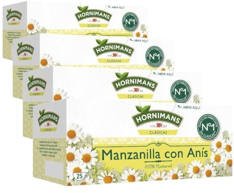 Hornimans Manzanilla con Anís Infusión con Ingredientes 100% Naturales | 25 bolsitas | Sin Teína (Paquete de 4)
