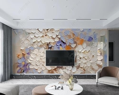 Papier Peint Intissé Fleur D'Hortensia Poster Tableaux Muraux Tapisserie Photo Trompe L'Oeil Salon Chambre Art Mural 300Cm(L) X210Cm(H)