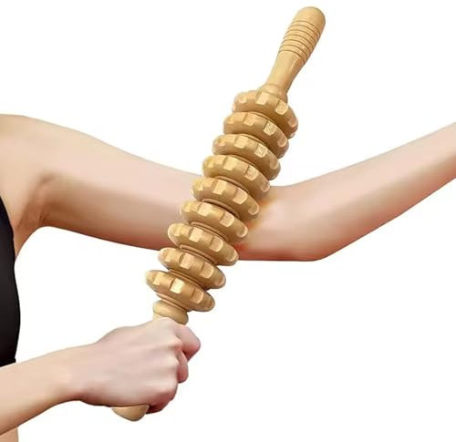 1 Stück Massageroller Holz,Premium Faszienstab mit Griff, Massage Roller Massagegerät, Faszienstab holz für Muskelentspannung,für Beine, Oberschenkel, Bauch, Körper