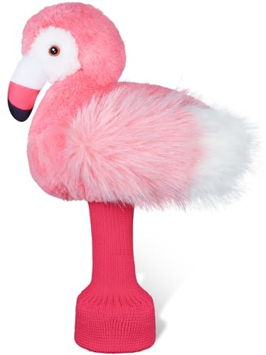 mytag Pink Flamingo Driver Headcover Funny Golf Headcover Plush Cushioning Protect Long Sock Cover Club Shaft