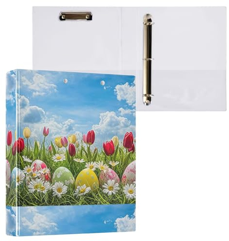 Easter egg box flower blue 3.8cm notebook binders three rings with pocket 1/2 pack office supplies 200 sheets