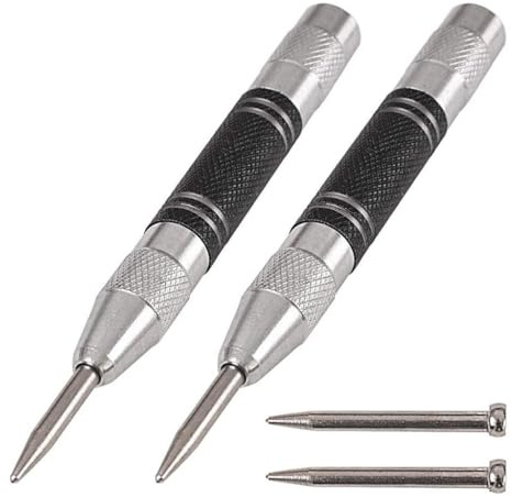 XAGMODSHN 2Pcs Centro Automatico Punzonatura Acciaio Molla Caricato Centro Foro Punzonatura Regolabile Centro Marker Strumenti per Legno G