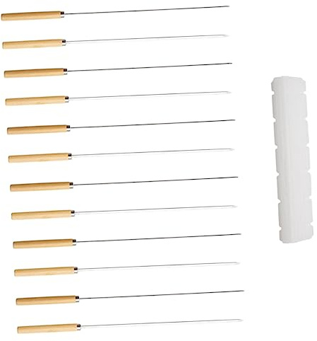 Didiseaon Brochetas para Barbacoa Acero Inoxidable Juego de Pinchos Plancha Parrilla Brochetas Kebab para Camping y Fiesta Exterior