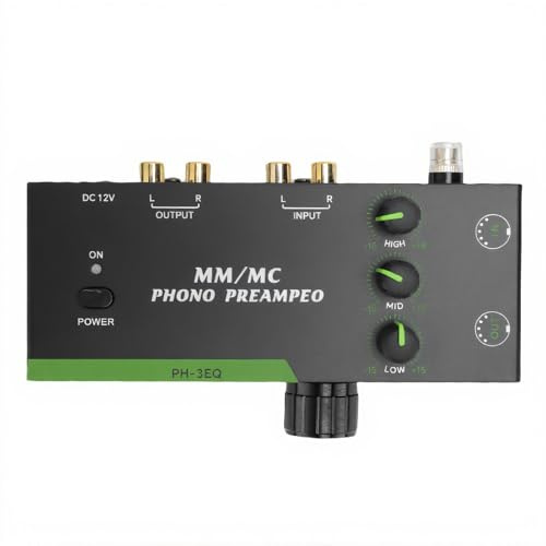 ASHATA Phono Preamp, Unterstützt 3,5 -MM -Kopfhörer - -Ausgang und XLR -Eingang/Ausgabe US -Standard für MM & MC -Patronen -Turntable/Phonograph Record Player/Active Lautsprecher (EU-Stecker)