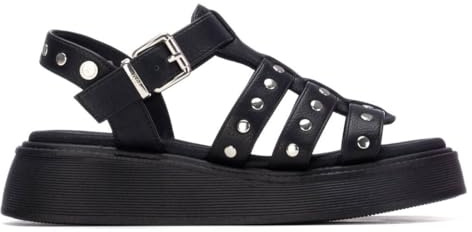 XTI - Sandalias Cangrejeras Mujer Negro - Calzado Cómodo y Versátil - Moda casual - Modelo 14523801 (Talla 37)