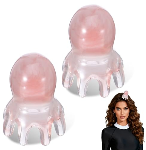 Gsbnjuy 2 Pcs Head Massage Tools Cute Hair Massage Comb 8 Foot Acupuncture Points Portable Manual Scraper for Home Office Gua Sha Body Massager Tool for Head Hair Body Relaxation Pink Storage Bag