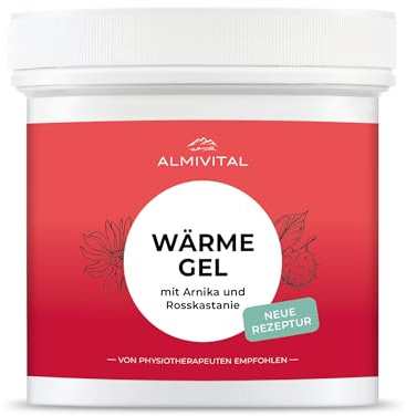 Almivital Wärmegel mit Arnika, Rosskastanie & rotem Weinlaub - Tiefenwärme Massagegel gegen Verspannungen & Muskelkater - Natürliche Muskelentspannung - schnell einziehend - 500 ml