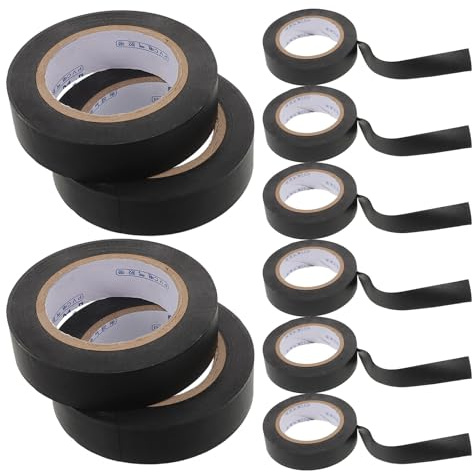 HIAKDOFT Cinta Aislante Negra de PVC Fina 15 M Paquete de 10 Piezas Resistente a Alta Temperatura para Cables Eléctricos Automoción Reparación y Aislamiento Eléctrico