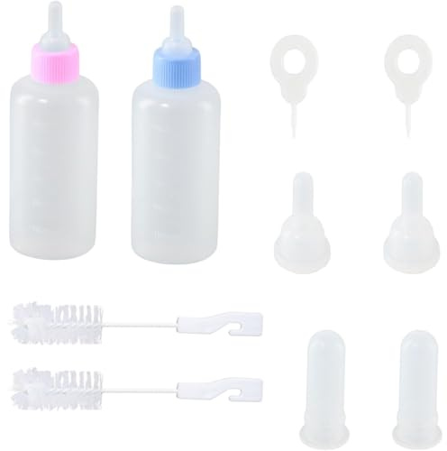 BEAHING Kitten Bottle Feeding Kit Small Bottle with Cleaning Brush Replacement Nipples for Newborn Pets Puppies Rabbits Small Animals Nursing