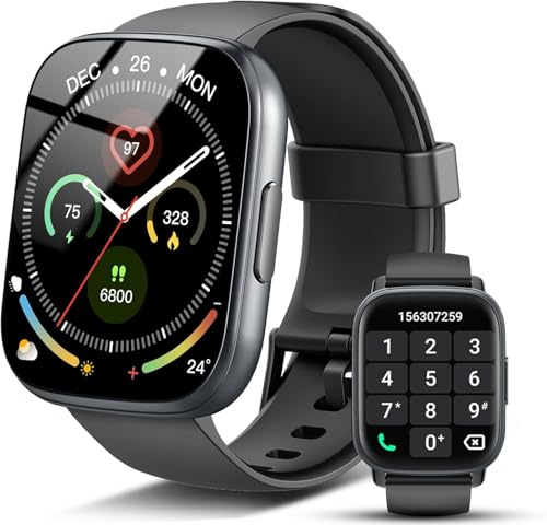 Poounur smartwatch uomo donna orologio fitness con funzione telefono, fitness tracker con cardiofrequenzimetro SpO2 monitor sonno contapassi