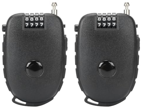Akfldms Keyless Security Combination Lock 4-Digit 2pcs with 27.5 Inch Retractable Steel Cable for Bike, Ski Stroller