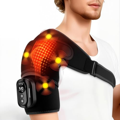 Massageur Épaules Triple Action, 5 Chaleur & 5 Vibration, 5000mAh Ajustable | Coussin Chauffant Intégré, Autonomie Prolongée, Ajustable pour un Confort Optimal sur les Épaules et Relaxation Profonde