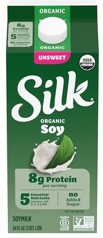 Silk Plant Based Soy Milk, Unsweet Organic, 64 fl oz