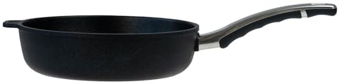 BAF Schmorpfanne Induktion 24 cm - Aluguss Pfanne mit Antihaftbeschichtung, 7,5 cm hoher Rand - Brat- und Servierpfanne aus Aluminiumguss für alle Herdarten - Made in Germany
