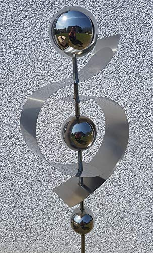 Skulptur Jupiter poliert aus Edelstahl 100 cm Gartendekoration Beetstecker Rosenkugel