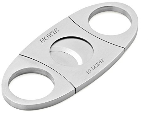 OnePlace Gifts EU Coupe-cigare ovale personnalisé en acier inoxydable brossé Coupe nette pour cigares avec double lames tranchantes