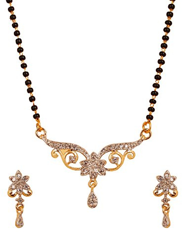 Touchstone Indische Bollywood ethnischen weißen Rhein hübschen Mangalsutra Halskette Schmuck für Damen Gold