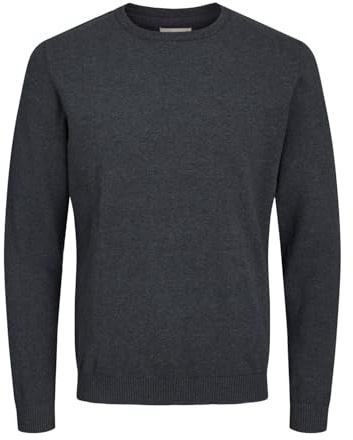 JACK & JONES Jjebasic Knit Crew Neck Noos, Pull Homme, Gris (Dark Grey Melange Dark Melange), X-Small