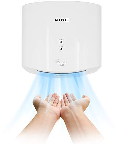 AIKE Händetrockner 10 Sekunden Trocknen Energiesparend Kommerziell Elektrischer Händetrockner Automatisch für Küche Badezimmer Toilette AK2630S 220V 1400W Weiß