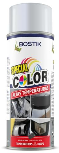 Bostik ALTAS TEMPERATURAS AT800 Blanco, RAL 9003, Spray de Pintura, Acabado Mate, Hasta 800ºC, Seca en 5 Minutos, Alto Poder de Cubrición, Interior y Exterior, Bote 400 ml
