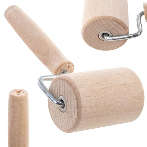 KADAX Rouleau à pâtisserie cylindrique avec poignée, Rouleau à Pizza, Rouleau d'angle en Forme de T, Rouleau à pâtisserie, Rouleau à pâtisserie, Rouleau à pâtisserie pour moules (W: 8,3 cm, Bois)