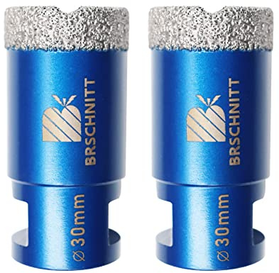 Diamond Drill Bit 30mm,BRSCHNITT 2pcs M14 Vacuum Brazed Diamond Tip Drill Bit for Tile Porcelain Stoneware Ceramic Marble Granite Drilling,Suitable For Angle Grinders
