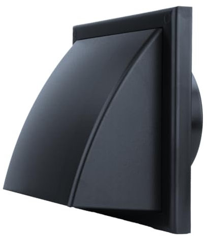 Vents 6 inch Black Plastic Cowled Air Vent Wall Grill with 150 mm Rear Spigot Ducting Gravity Flap Grille Cover for Hooded Cooker Hood Outlet Kitchen Bathroom Shed Extractor Fan Ventilation