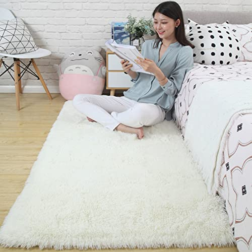 CHBIN Moderno Pecora Tappeto 120x180cm Tappeto per Soggiorno Tappeto Cucina Soffice Pelo Lungo Imitazione Lana Super Morbido per Corridoio Cucina la Decorazione in e Soggiorno, Bianco