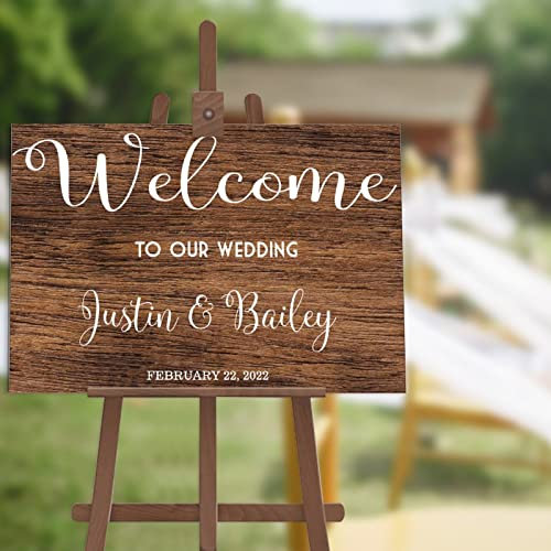 Panneau de bienvenue de mariage | Panneau de mariage en bois rustique personnalisé | Panneau de décoration de mariage | Panneau de bienvenue décoration de mariage 30,5 x 45,7 cm