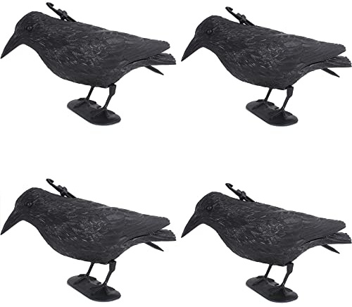 Novatool 4X Taubenschreck für Balkon Rabe I Kunststoff I schwarz I Vogelabwehr natürliche Schädlingsbekämpfung Krähe Attrappe Abwehr von Tauben Greifvogel Attrappe Plastikraben Rabe zur Taubenabwehr