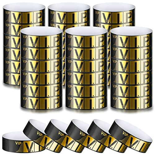 Teling 200Pack VIP Wristband for Event Waterproof VIP Bracelet,Gold