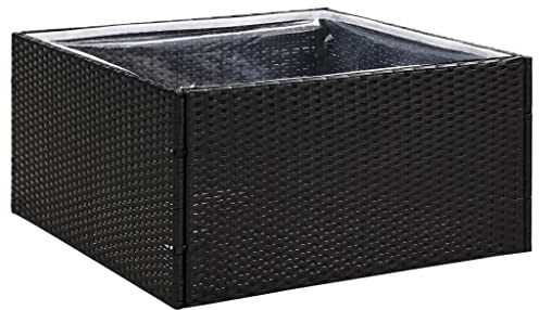 vidaXL Pflanzkübel Hochbeet Blumenkübel Pflanzkasten Pflanzbeet Gemüsebeet Blumenbeet Blumenkasten Garten Schwarz 80x80x40cm Poly Rattan