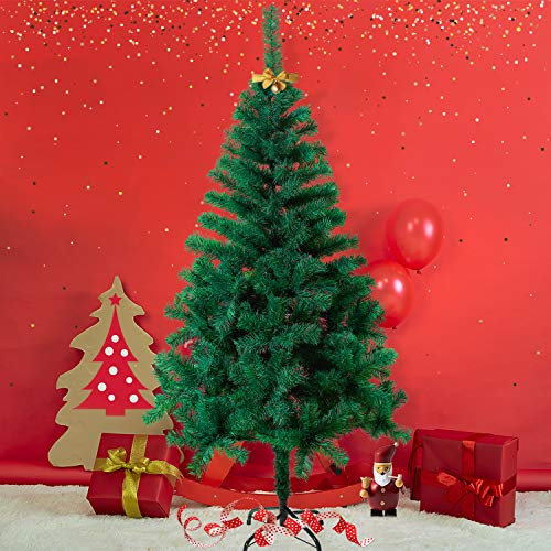 VA-Cerulean Sapin de Noël artificiel, 240 cm PVC vert avec support, difficilement inflammable, montage rapide, décoration de Noël, faux sapin