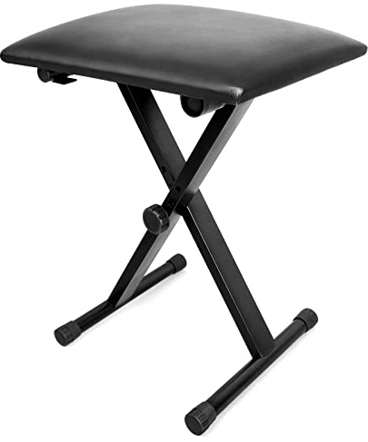 MUZNOTE Klavierbank, Verstellbare Tastaturbank Gepolsterte Tastatur Stuhl Sitz X-Style Klappbar, Flammhemmende Baumwolle, Rutschfestes Wasserdichtes Design, Schwarz