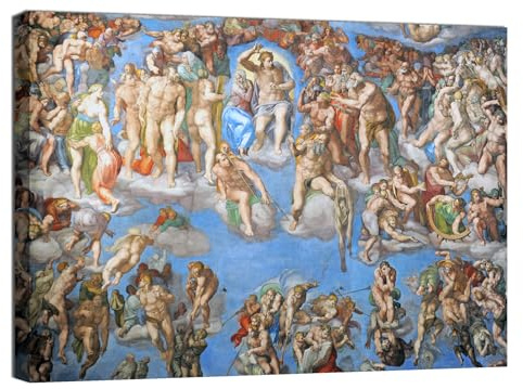 canvashop Quadro Michelangelo Giudizio Universale 100X70 Cm | Cappella Sistina, Stampa Su Tela Canvas, Quadri Moderni Soggiorno, Arte Sacra Arredo Casa, Riproduzione Artisti Famosi