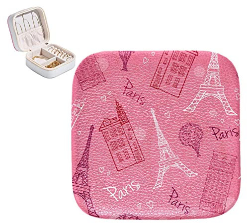 Schmuckkästchen, PU-Leder, klein, Schmucketui, Frankreich, Paris, Eiffelturm, Rosa