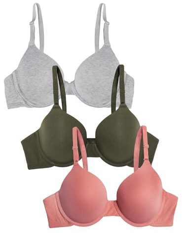 Fruit of The Loom Womens T-Shirt Bra, Desert Dusk/Grey Heather/Olive, 36C US